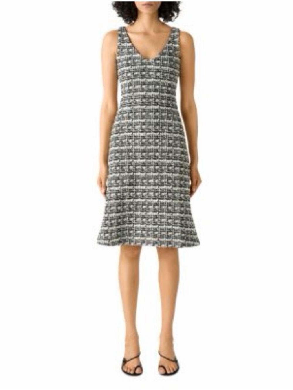 NWT St. John Broken Plaid Tweed V-Neck Fit & Flare Dress Size 8📌